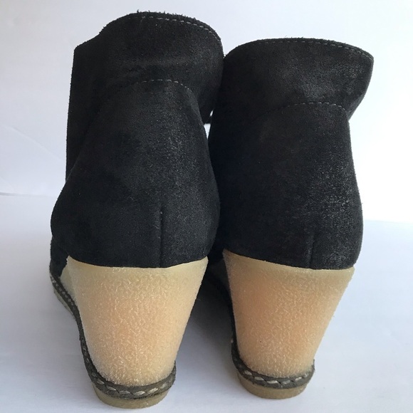 J. Crew black suede leather wedge heel laced chukka booties - Picture 4 of 7